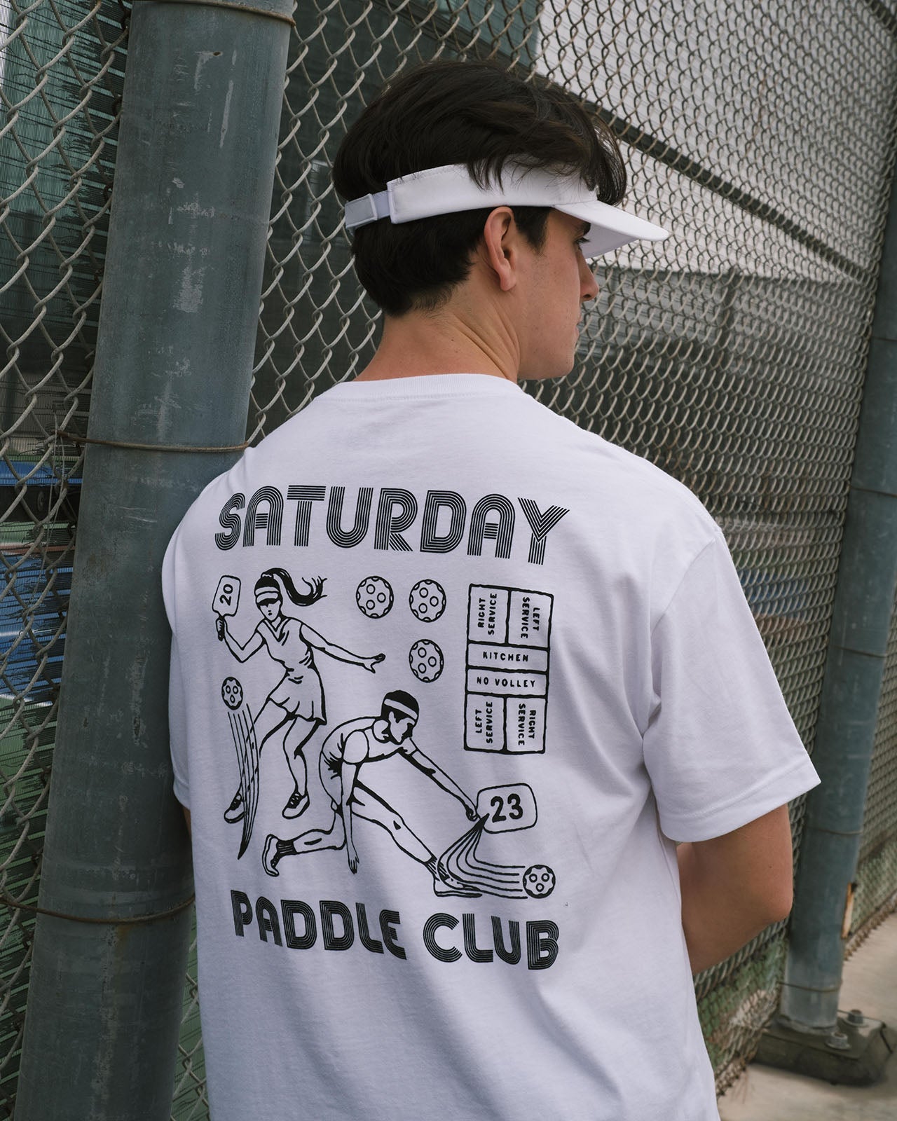 Retro Saturday Paddle Club Pickleball Tee (White) - KTCHN