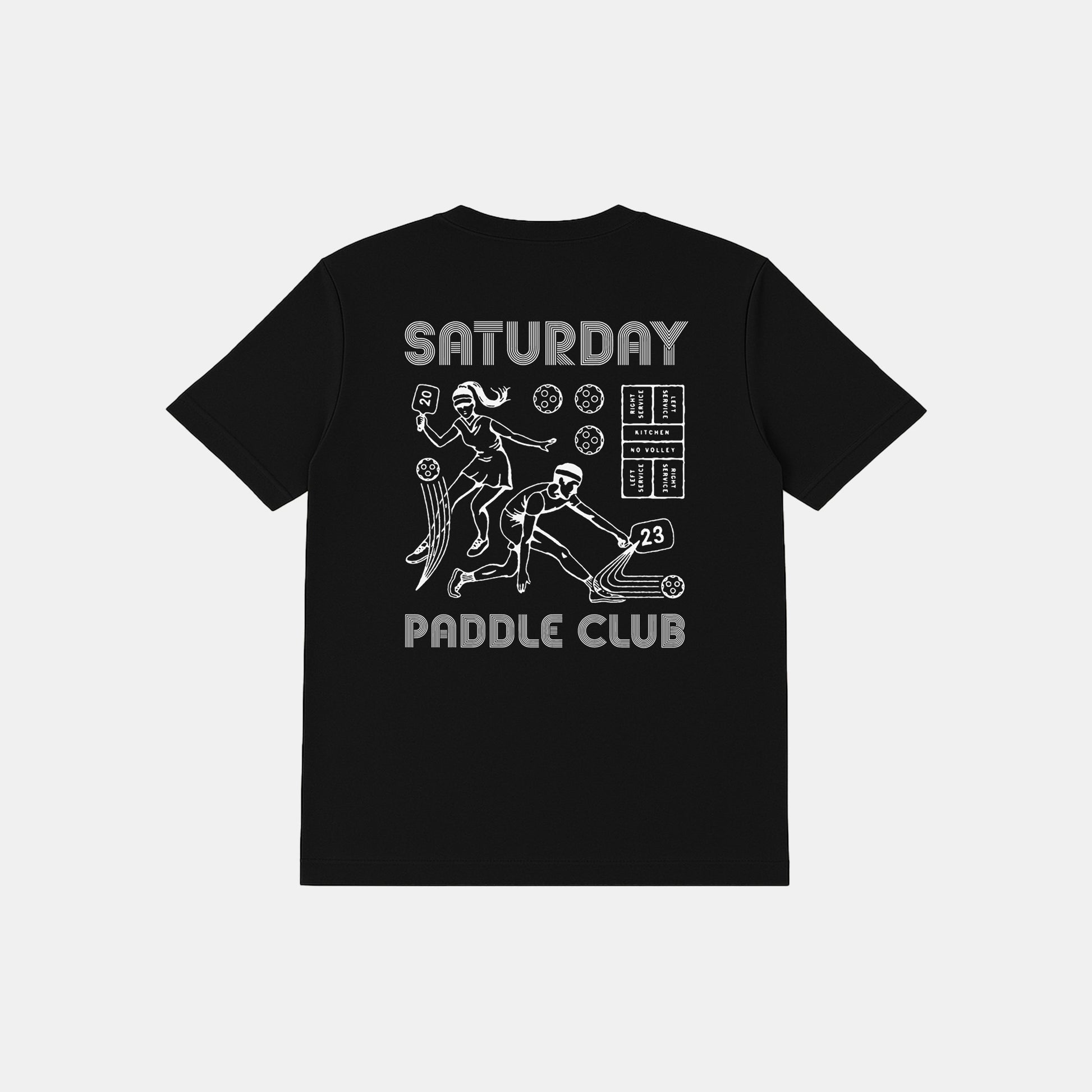 Retro Saturday Paddle Club Pickleball Tee (Black) - KTCHN