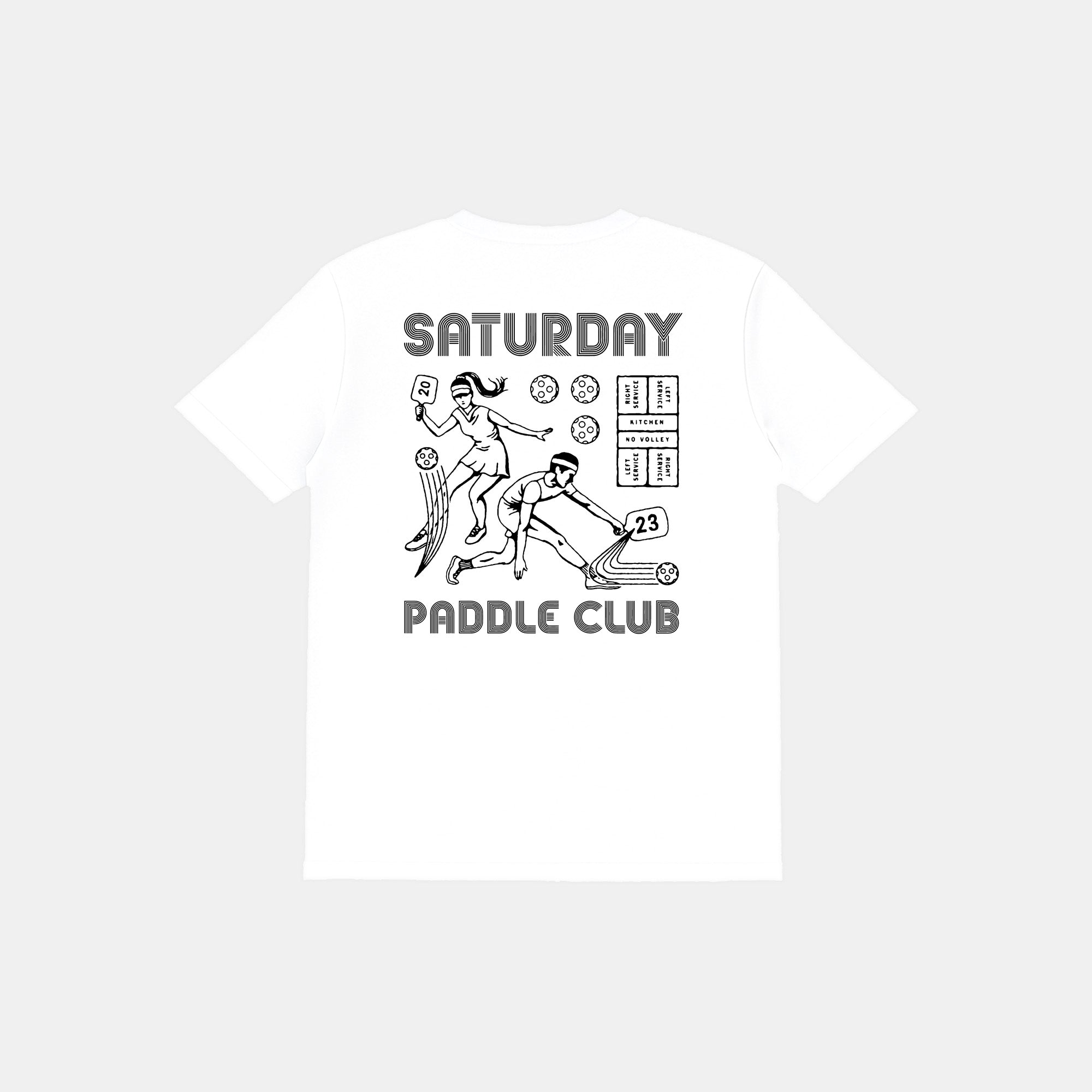 Retro Saturday Paddle Club Pickleball Tee (White) - KTCHN