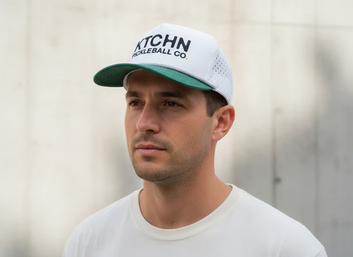 5-Panel Performance Pickleball Hat (White/Green)