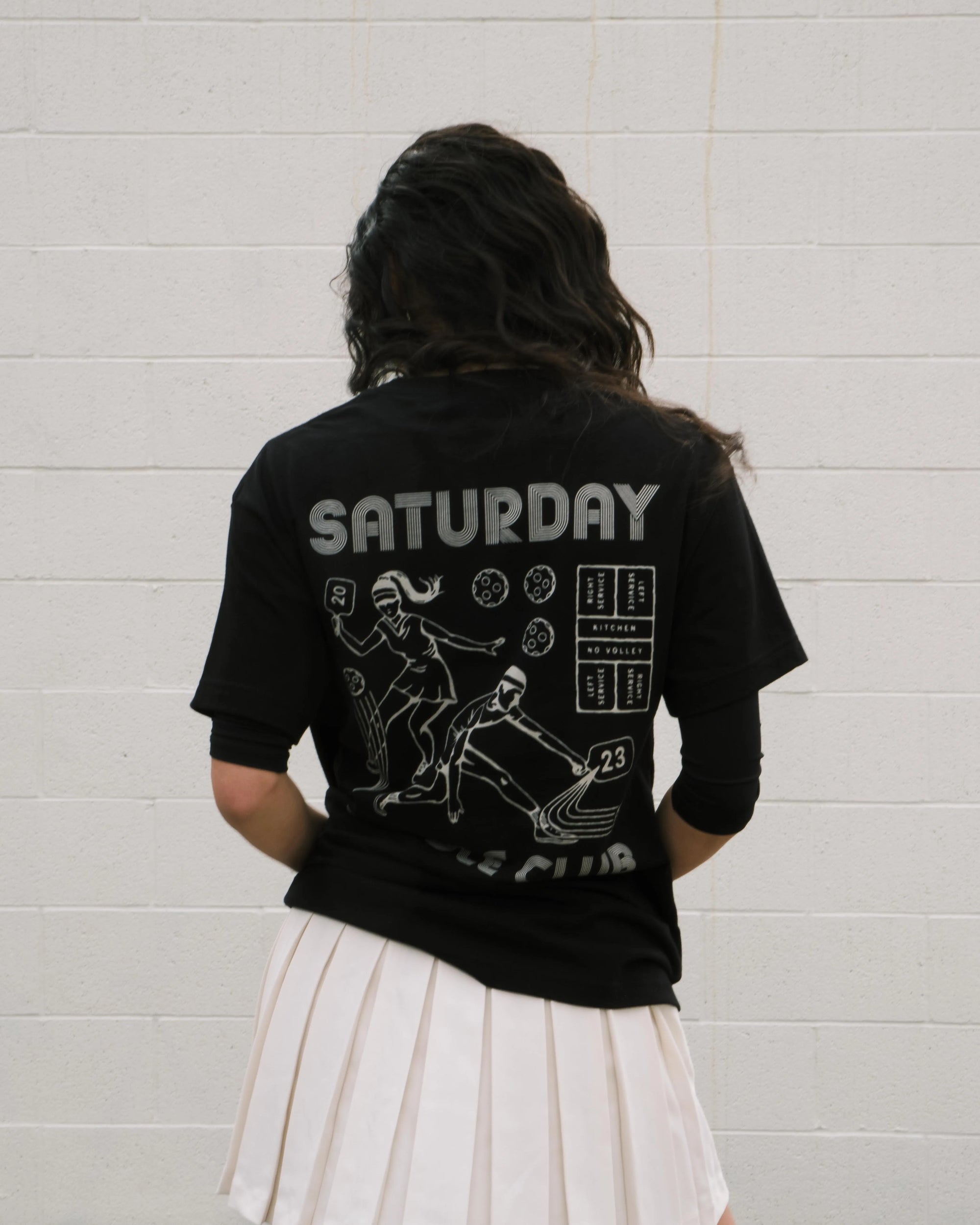 Retro Saturday Paddle Club Pickleball Tee (Black) - KTCHN
