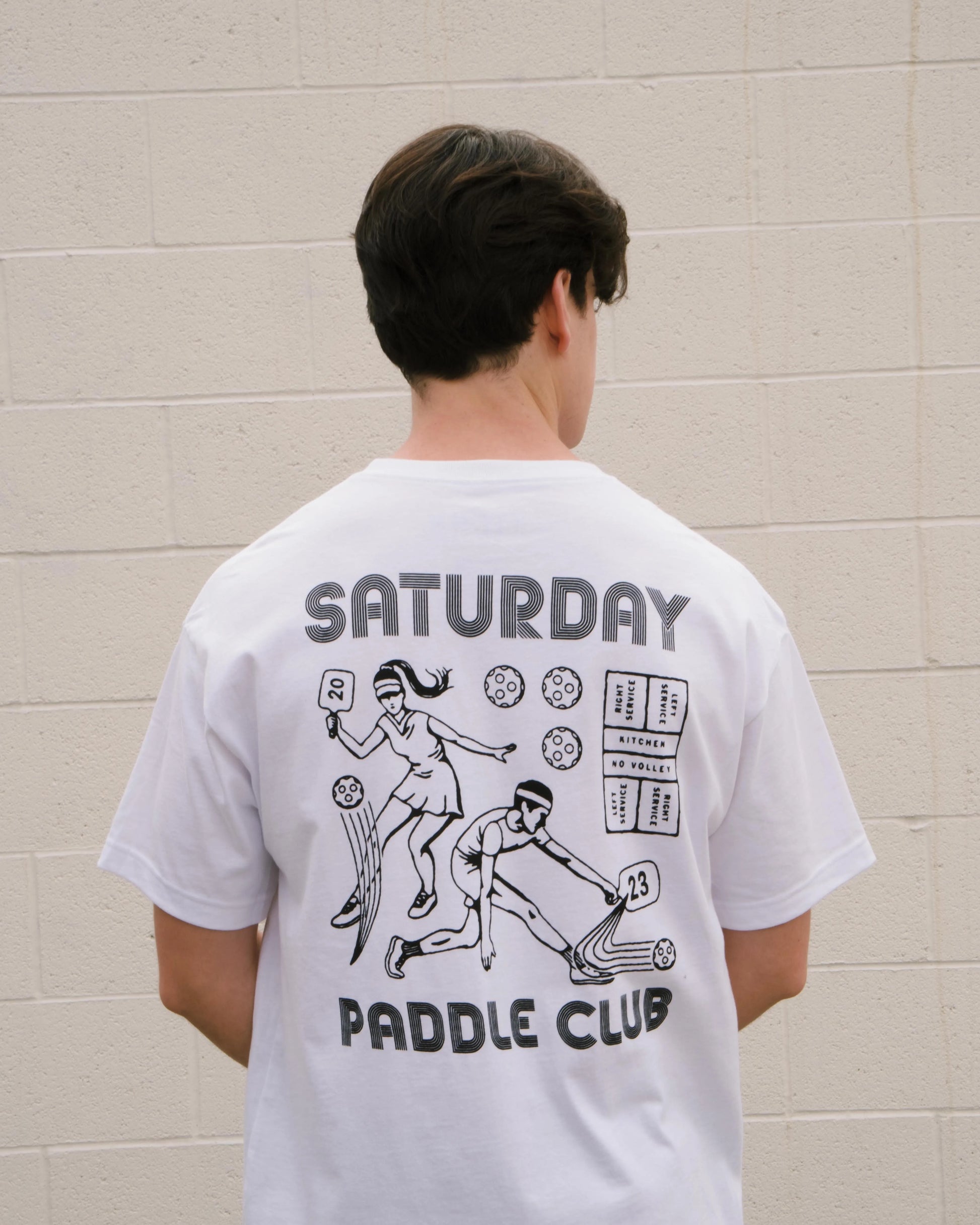 Retro Saturday Paddle Club Pickleball Tee (White) - KTCHN