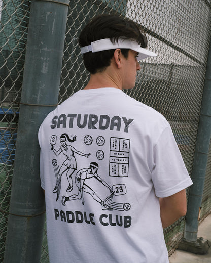 Retro Saturday Paddle Club Pickleball Tee (White) - KTCHN